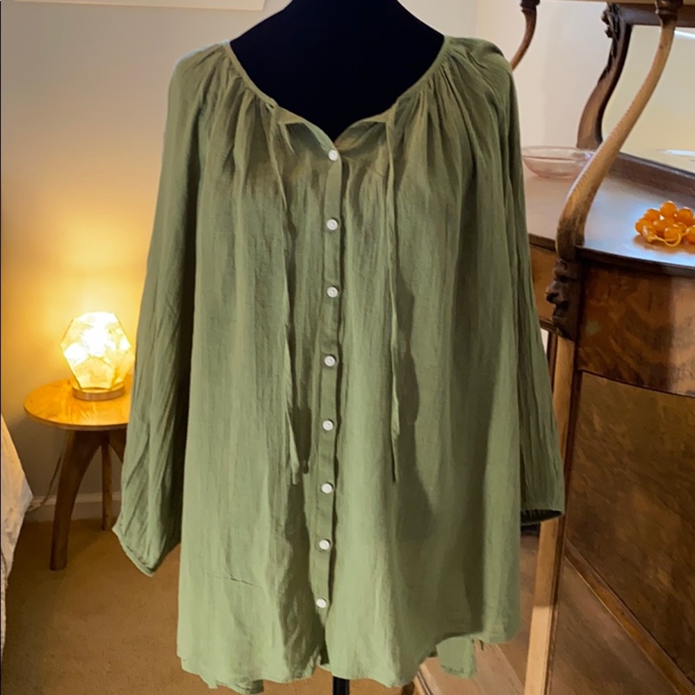Moss Green Summer Blouse